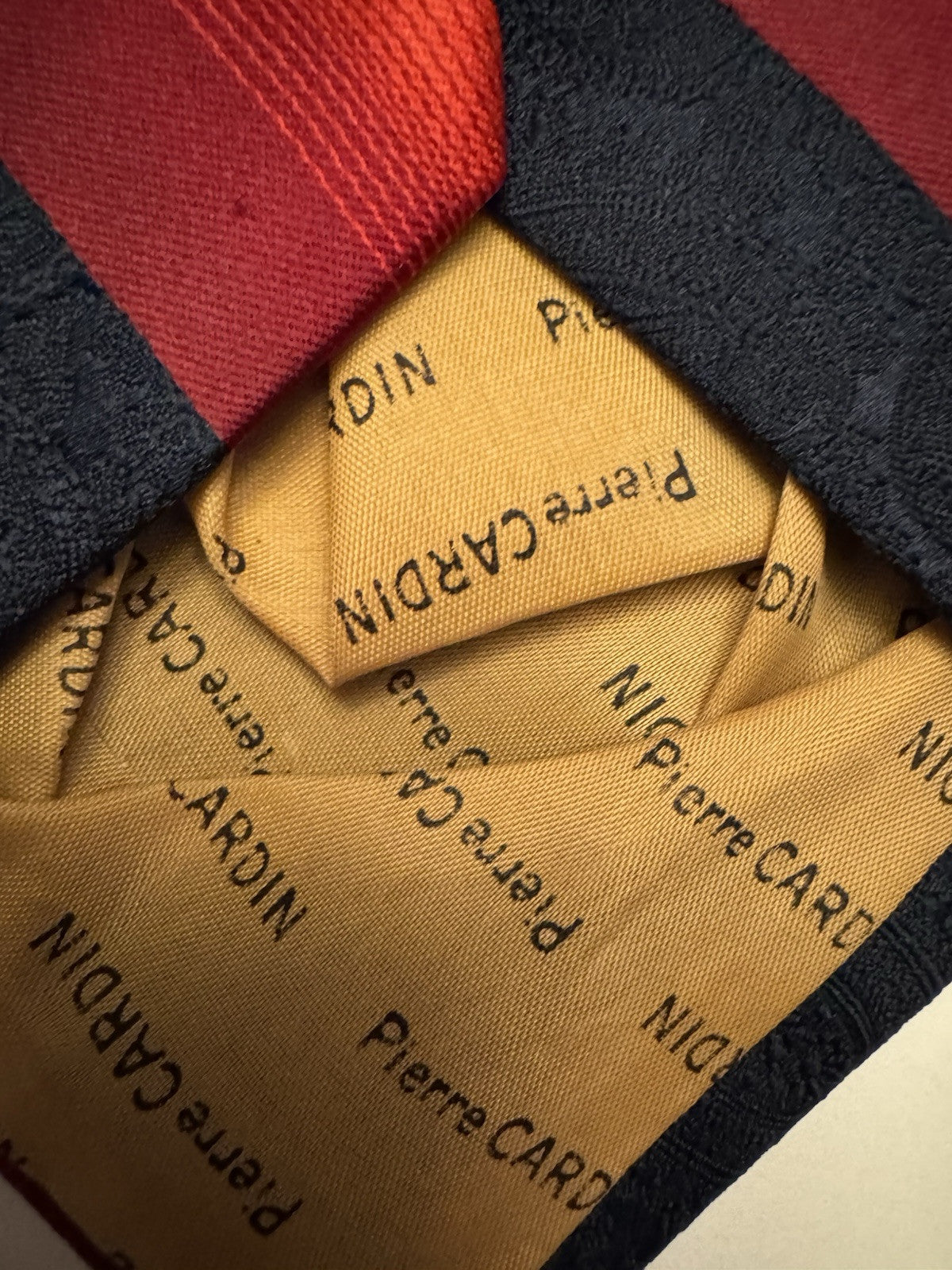 Pierre Cardin Dark Blue Light Blue Red Striped Tie 100% Silk Vtg