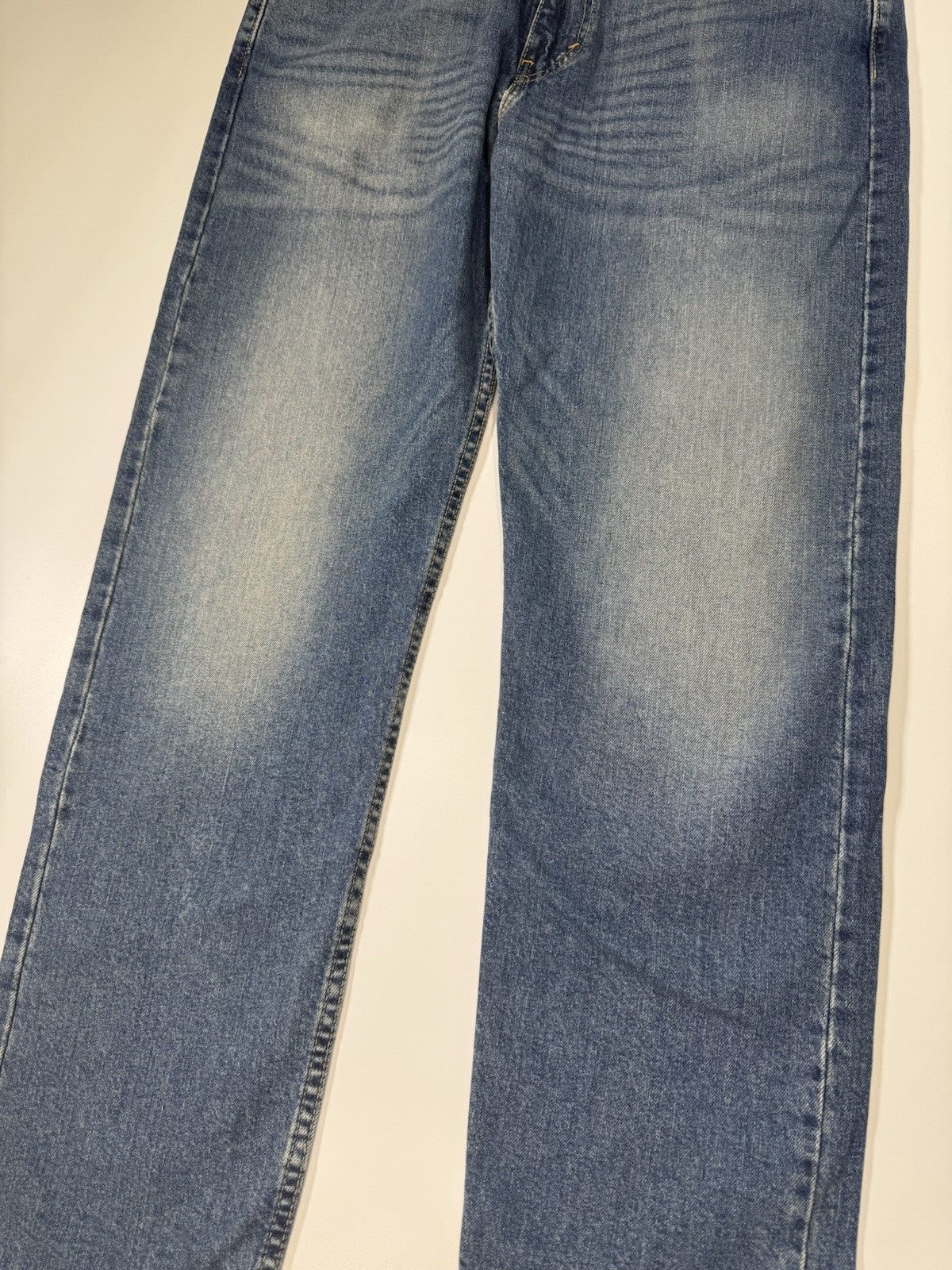 Levis 502 Washed Blue Stretch Denim Tapered Jeans Size 34x30 Msrp $99.95 Levi’s