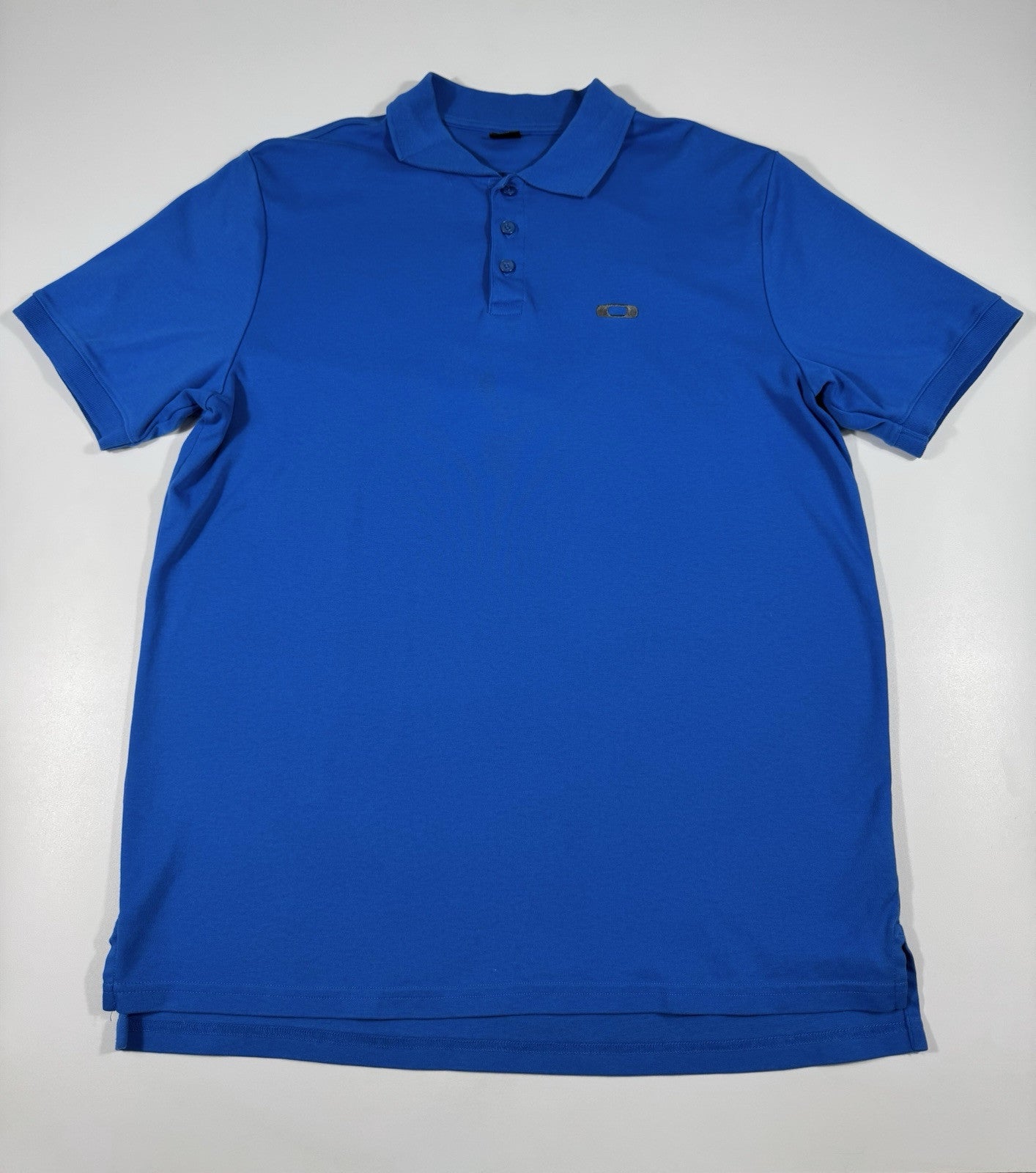 Oakley Regular Fit Button Polo Shirt Short Sleeved Blue Size XL Golf Tennis Mens