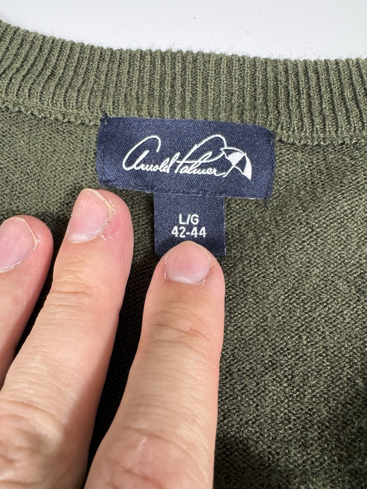 Arnold Palmer L Washable Green Acrylic Cardigan Sweater Pockets Grampa