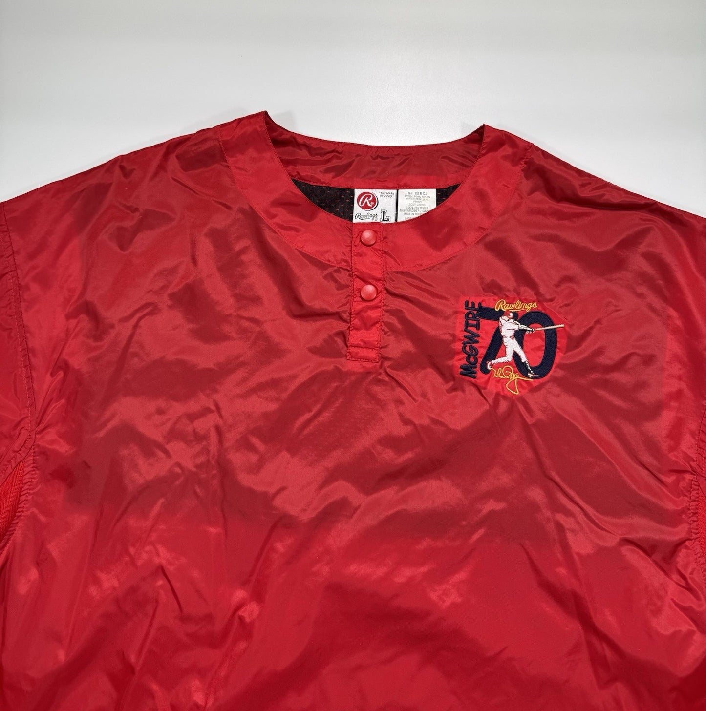 VTG Mark McGwire 70 Homerun Embroidered Rawlings Pullover Sz Large