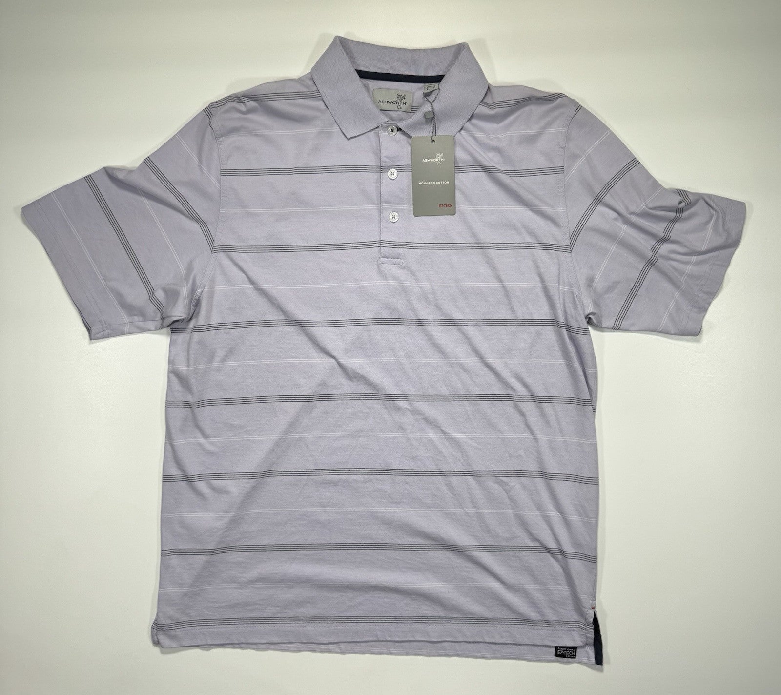 Ashworth mens Short Sleeve Golf Polo Size Large Eztech New Read Description