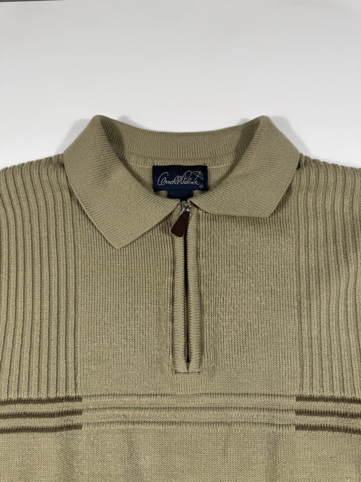 Arnold Palmer Sweater 1/4 Zip  Large Vintage Beige