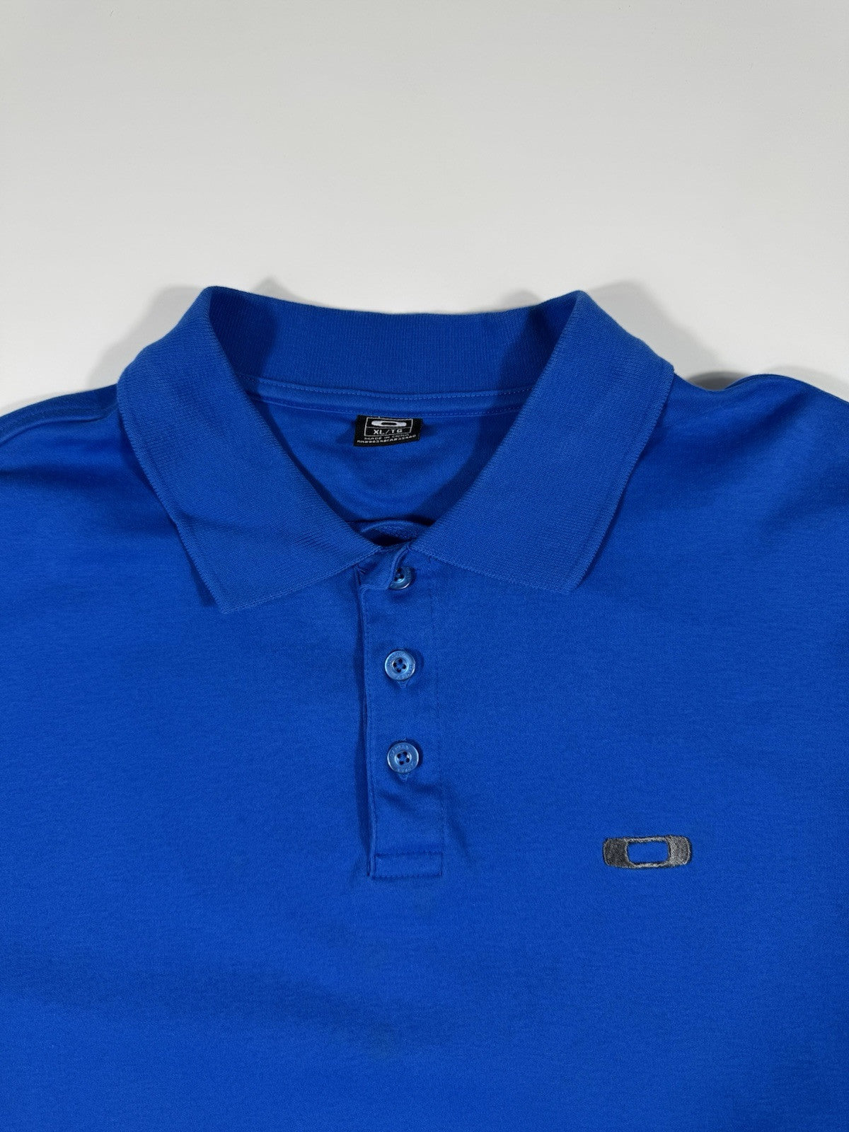 Oakley Regular Fit Button Polo Shirt Short Sleeved Blue Size XL Golf Tennis Mens