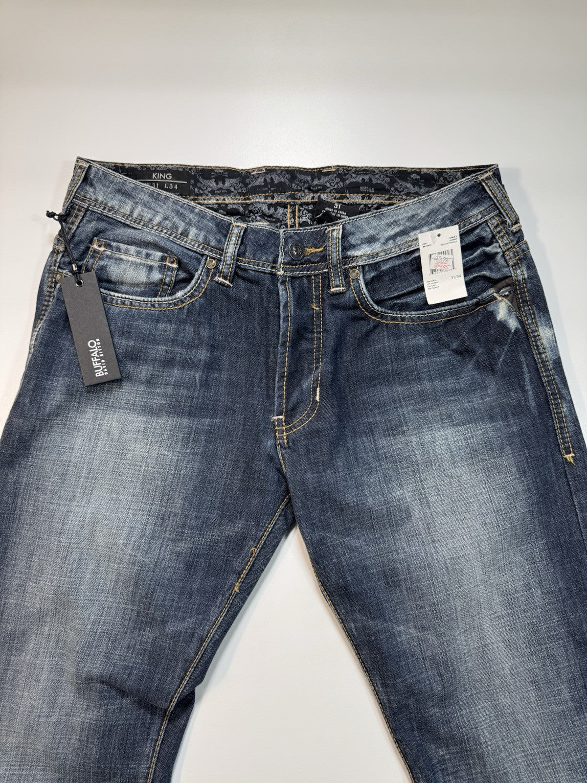 Buffalo David Bitton King Jeans mens 31x34 Blue Low Rise Slim Boot New Msrp 125