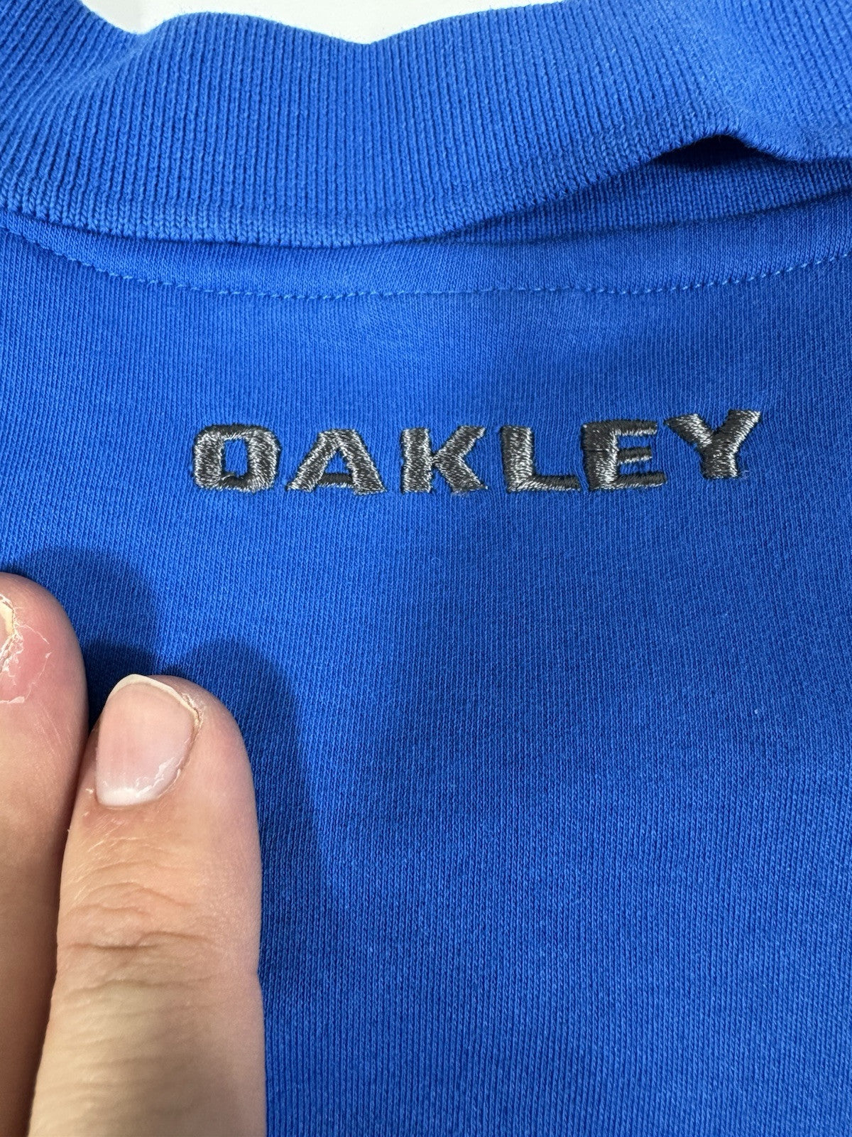 Oakley Regular Fit Button Polo Shirt Short Sleeved Blue Size XL Golf Tennis Mens