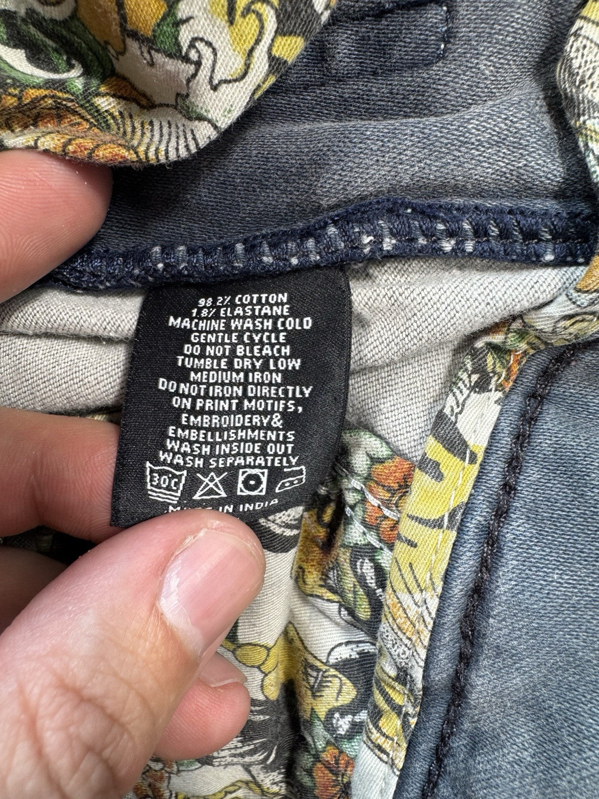 Ed Hardy Men’s 32x28 Gray Blue Skull Straight Leg Jeans Punk’s Not Dead