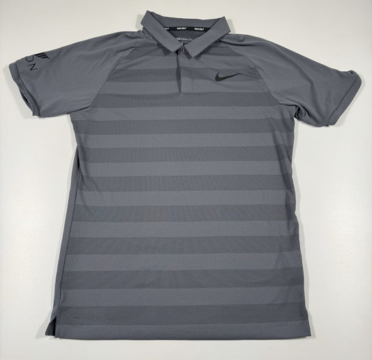 Nike Zonal Cooling Polo Shirt Men’s Size Small Grey Striped Golf Short Sleeved