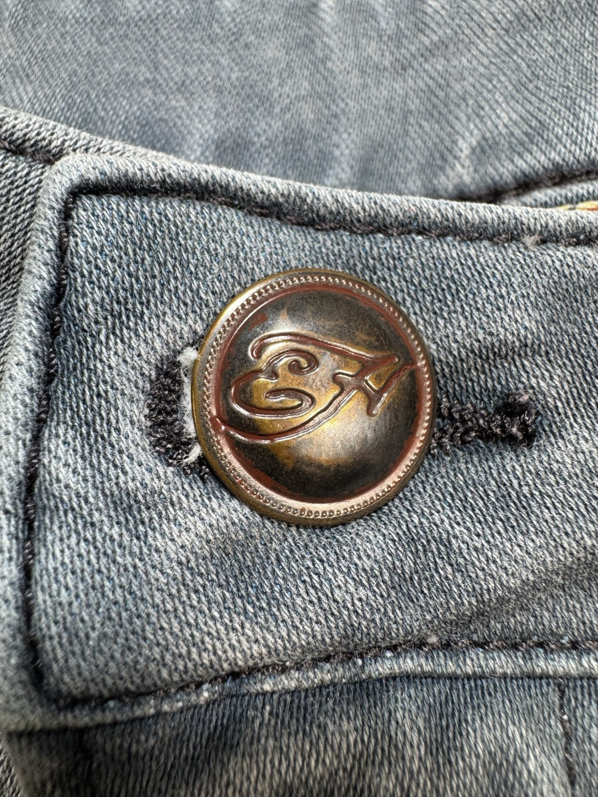 Ed Hardy Men’s 32x28 Gray Blue Skull Straight Leg Jeans Punk’s Not Dead