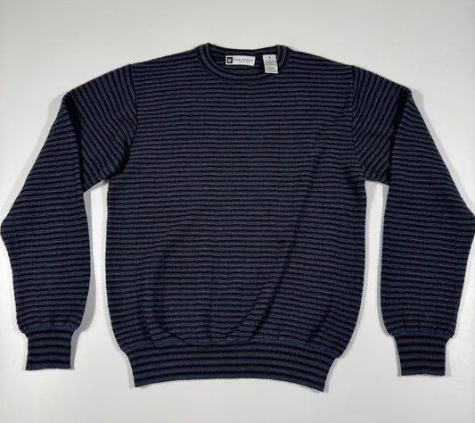 VTG Bachrach Sweater Black Gray Purple Striped Knit Made In Italy Size Small