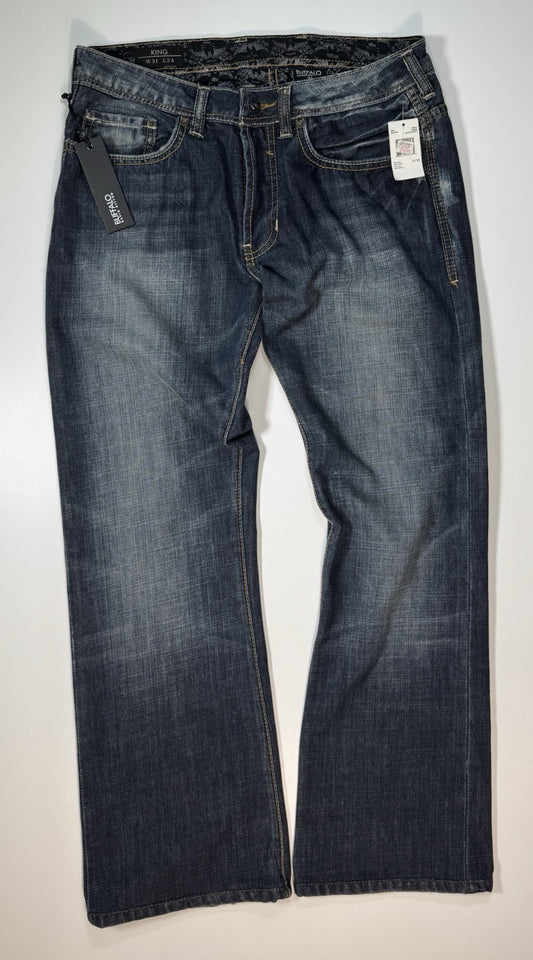 Buffalo David Bitton King Jeans mens 31x34 Blue Low Rise Slim Boot New Msrp 125