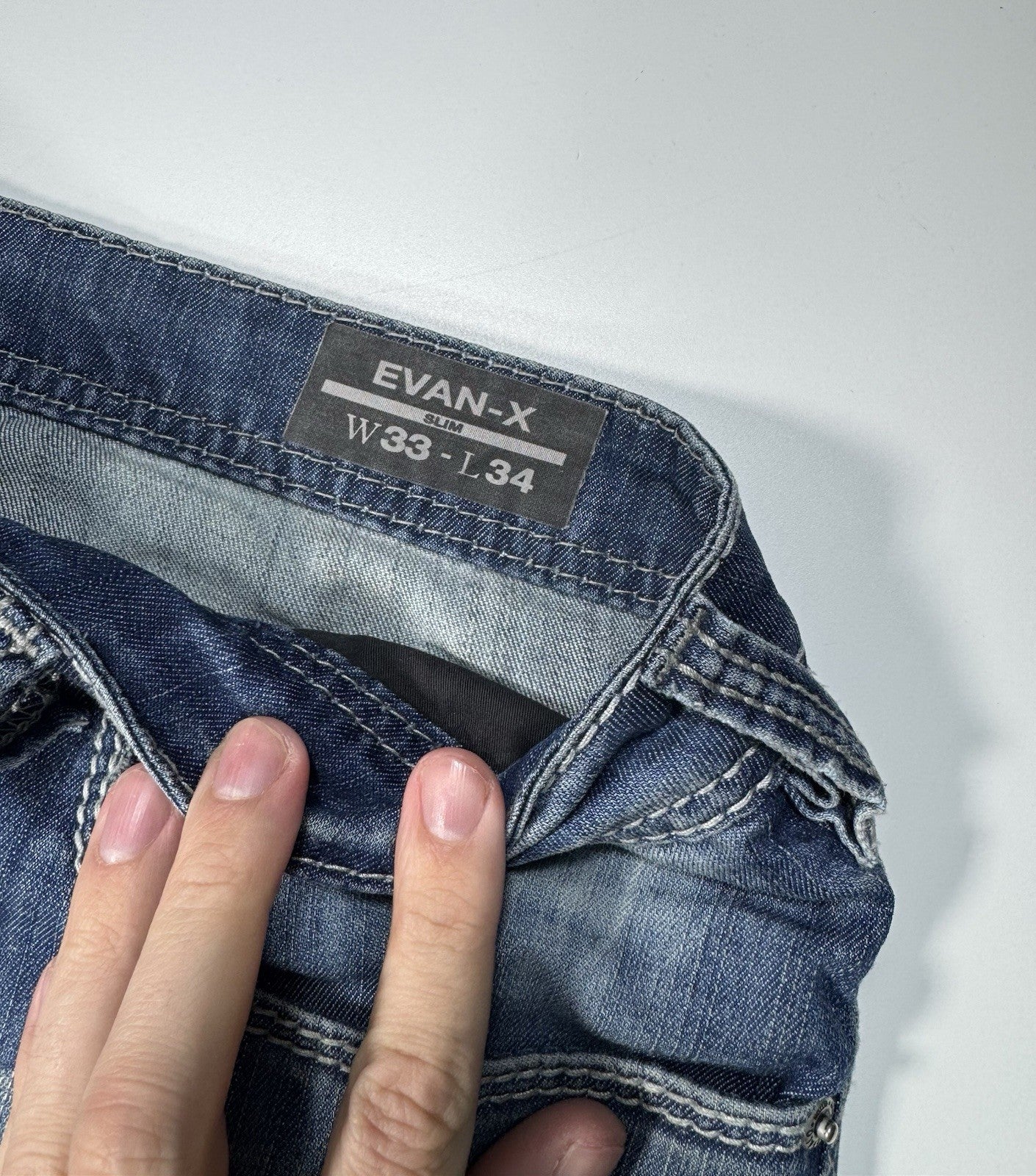 Buffalo David Bitton Evan X Straight mens Blue Jeans Size Distressed 33x34