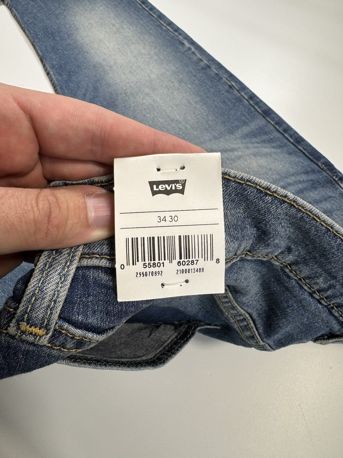 Levis 502 Washed Blue Stretch Denim Tapered Jeans Size 34x30 Msrp $99.95 Levi’s