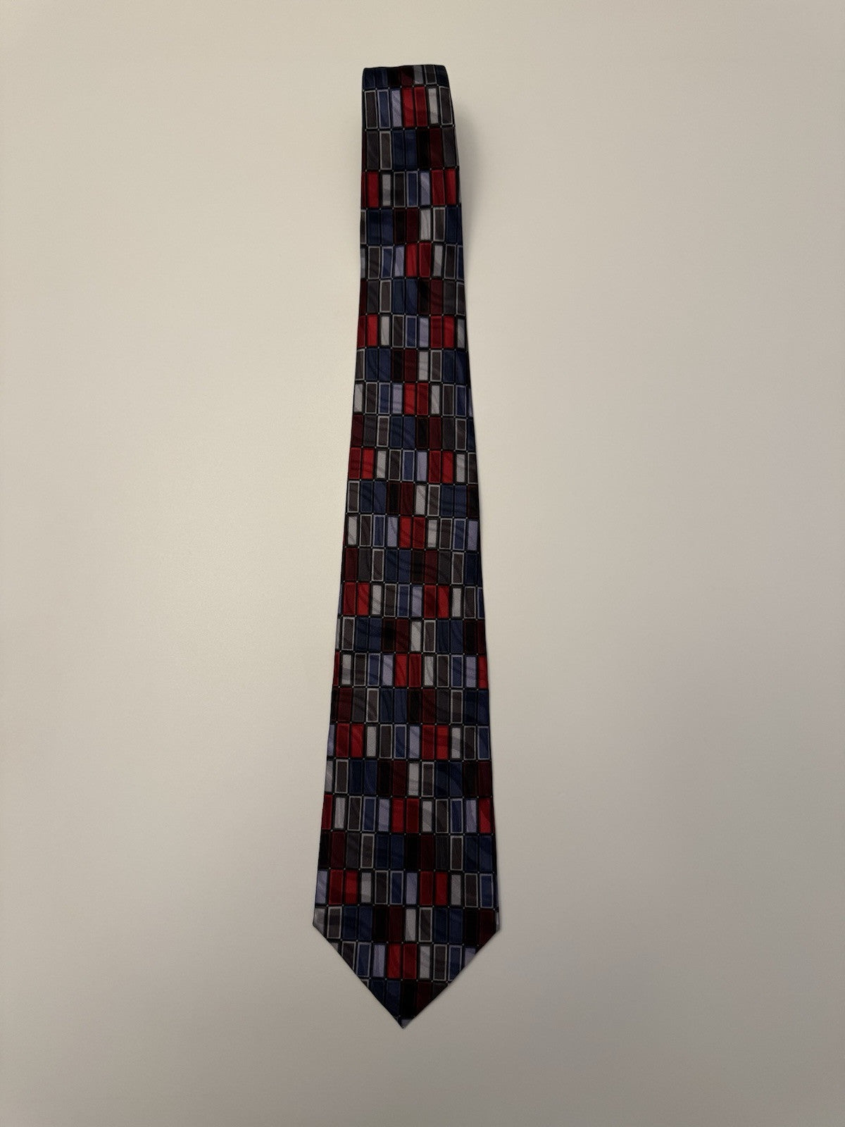 Van Heusen Geometric Square Necktie Length 57" 3.5" Wide 100% Silk