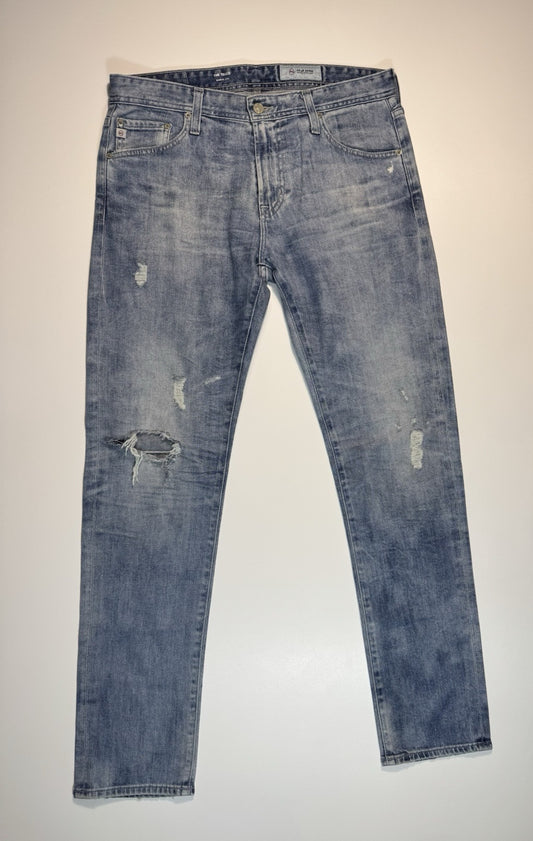 AG Jeans Light Blue Tellis Modern Slim Ag-ed Distressed Denim Jeans 33x32