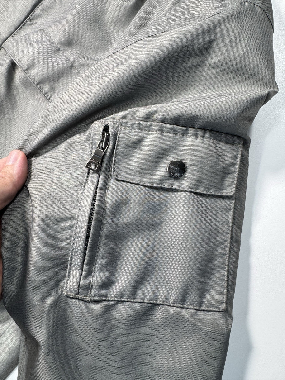 Marc New York Men’s Small Gray Jacket Coat Removable Hood Full Zip Button Down