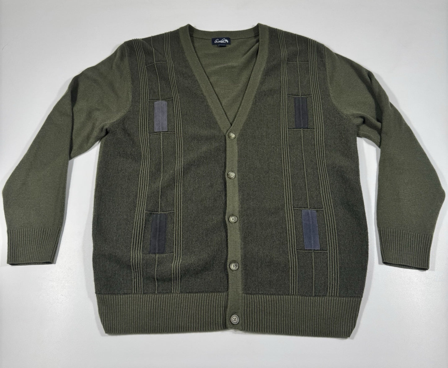 Arnold Palmer L Washable Green Acrylic Cardigan Sweater Pockets Grampa