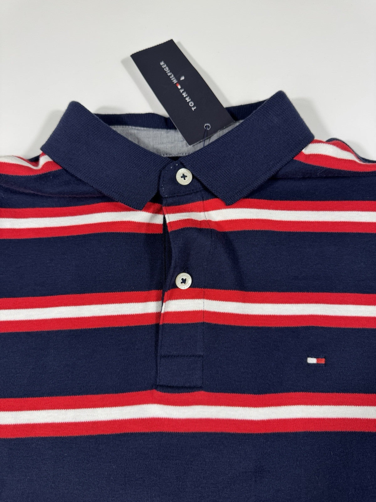 Tommy Hilfiger Polo Shirt Adult Small Striped Golf Rugby Preppy Mens TH