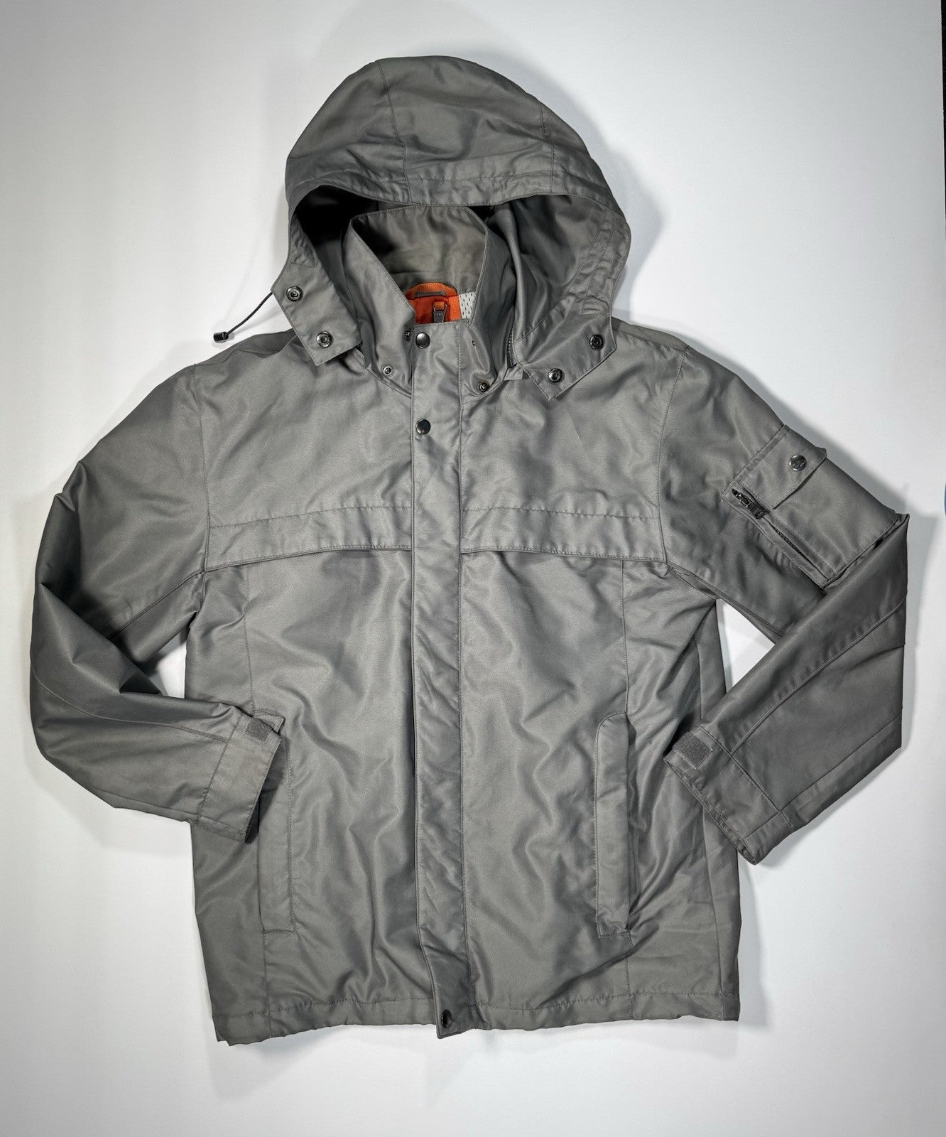 Marc New York Men’s Small Gray Jacket Coat Removable Hood Full Zip Button Down