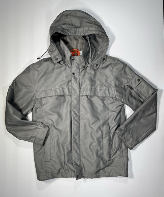 Marc New York Men’s Small Gray Jacket Coat Removable Hood Full Zip Button Down