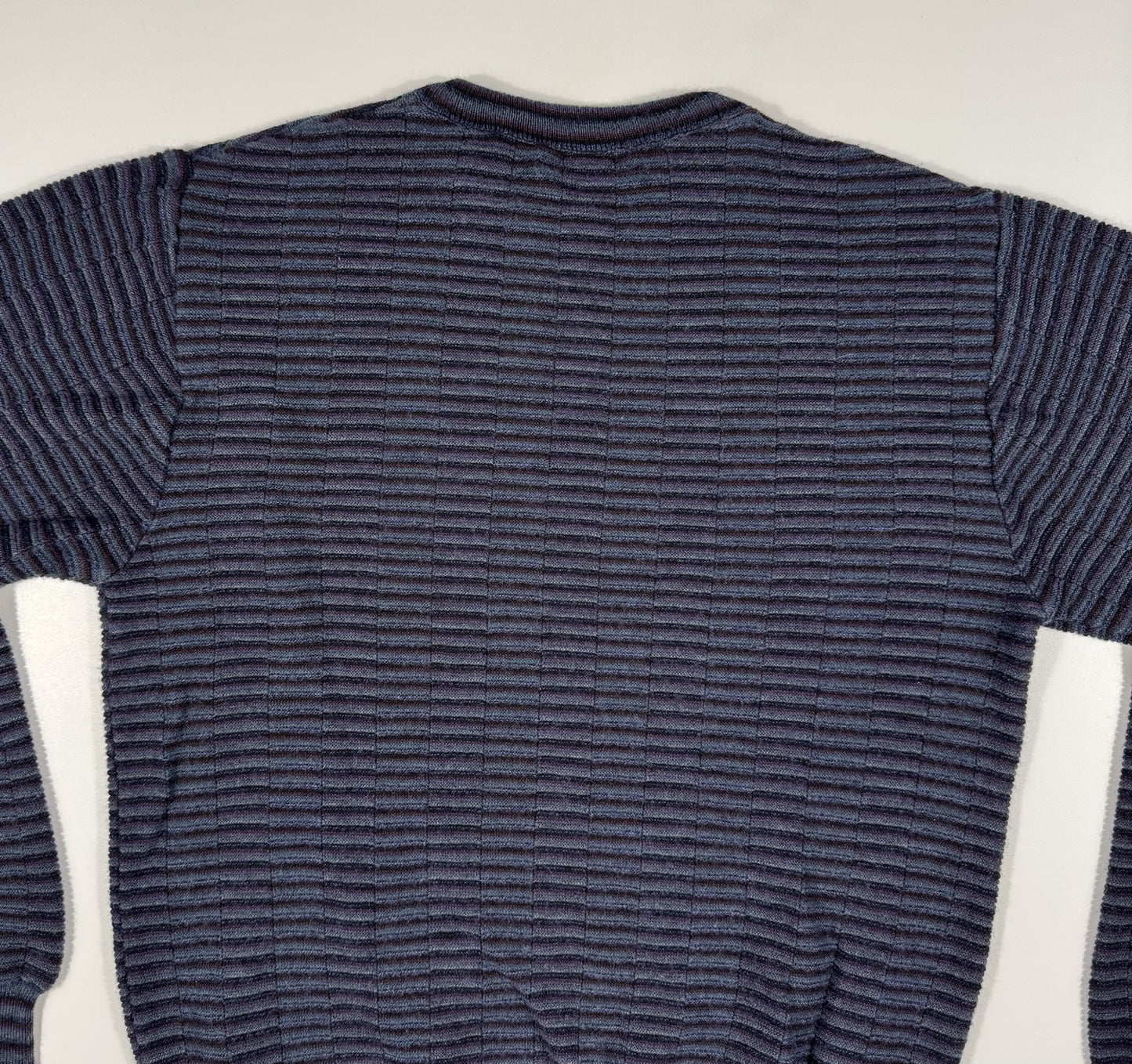 VTG Bachrach Sweater Black Gray Purple Striped Knit Made In Italy Size Small