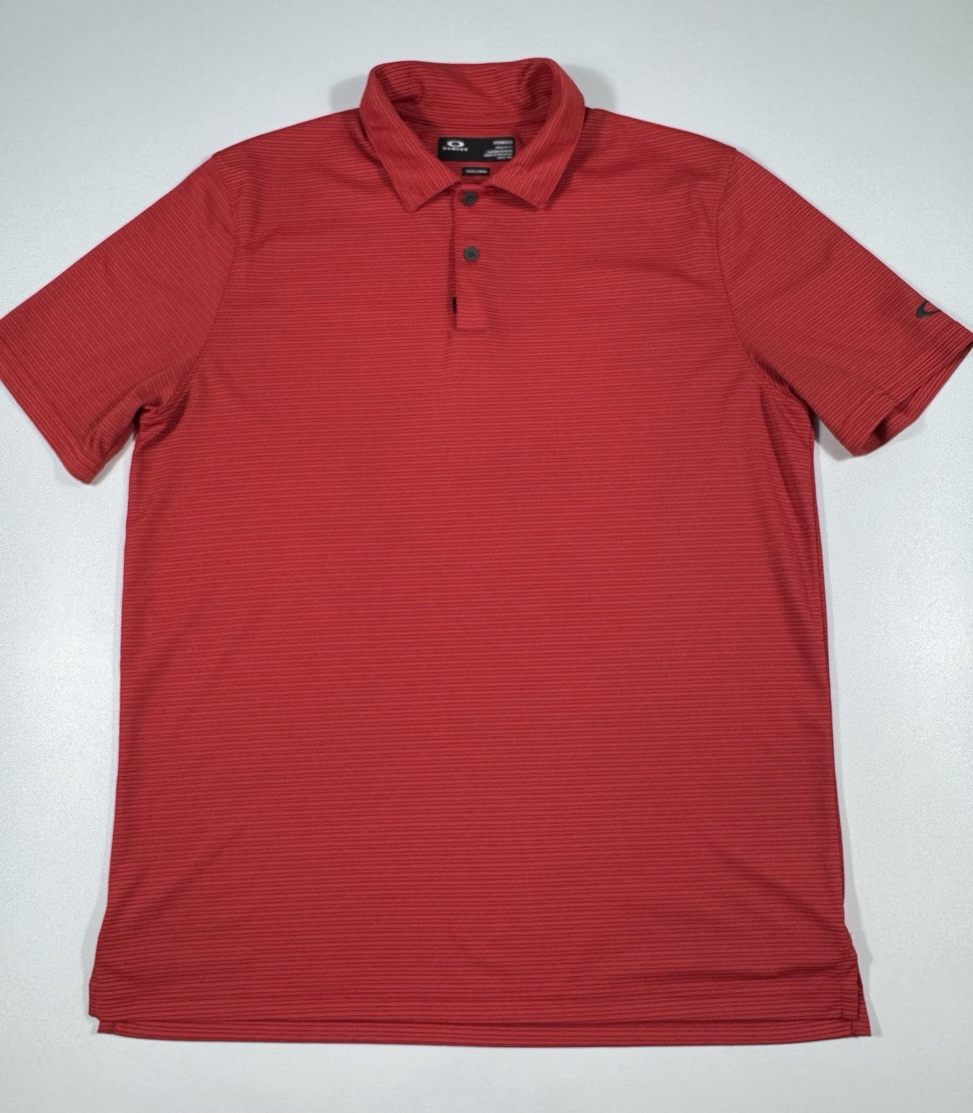 Oakley Hydrolix Button Polo Shirt Short Sleeved Red Size Small Golf Striped Mens