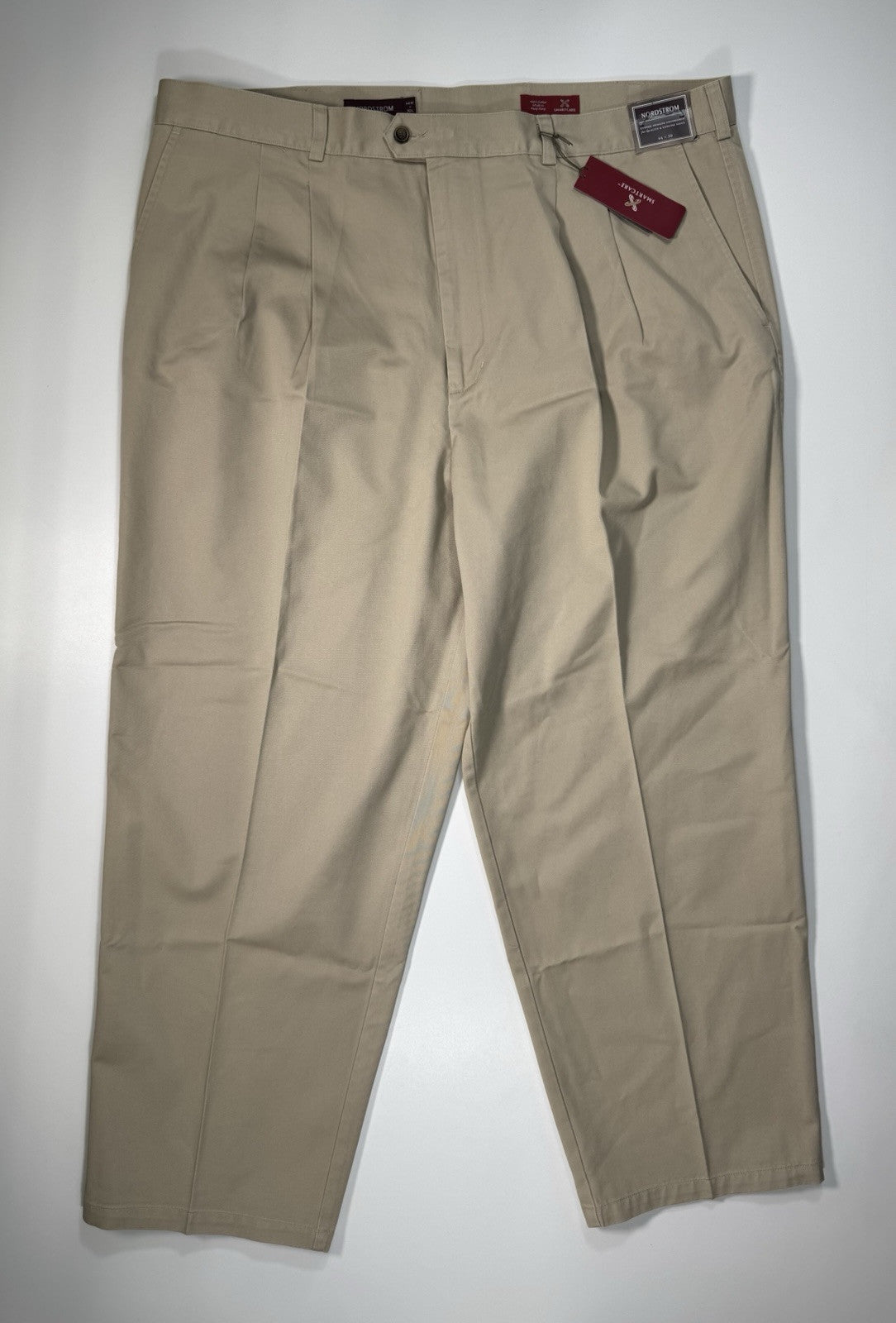 Nordstrom Smartcare Men’s Wrinkle Free Dress Pants 44x30 Khaki Brown NWT