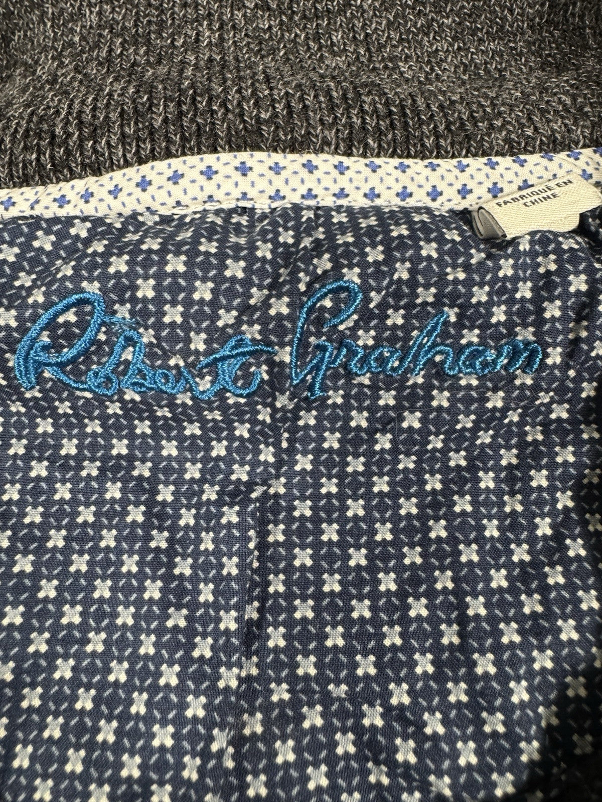 Robert Graham 1/4 Zip Pullover Sweater Men’s Size L Dark Gray