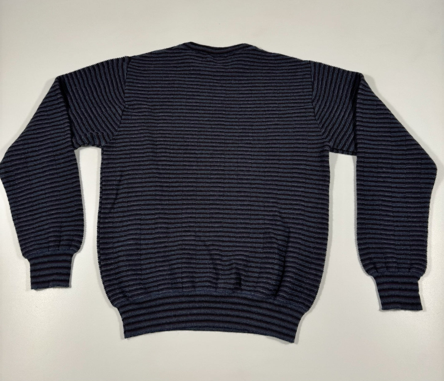 VTG Bachrach Sweater Black Gray Purple Striped Knit Made In Italy Size Small