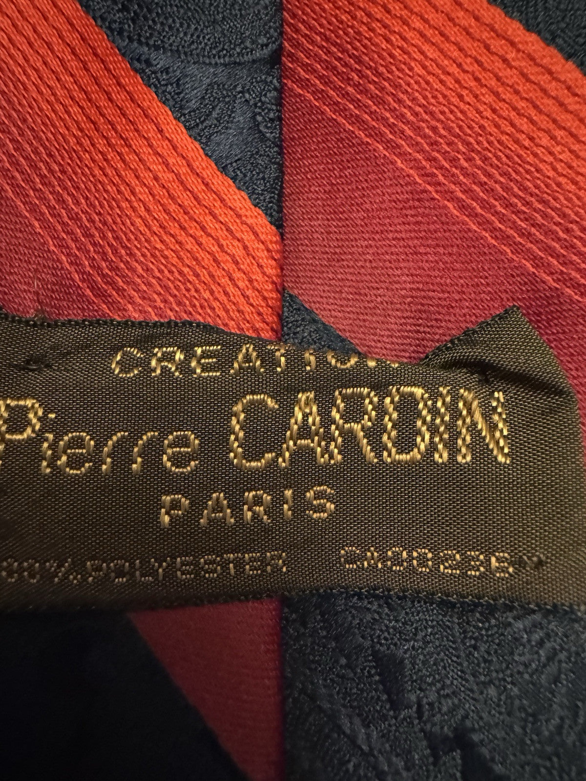 Pierre Cardin Dark Blue Light Blue Red Striped Tie 100% Silk Vtg