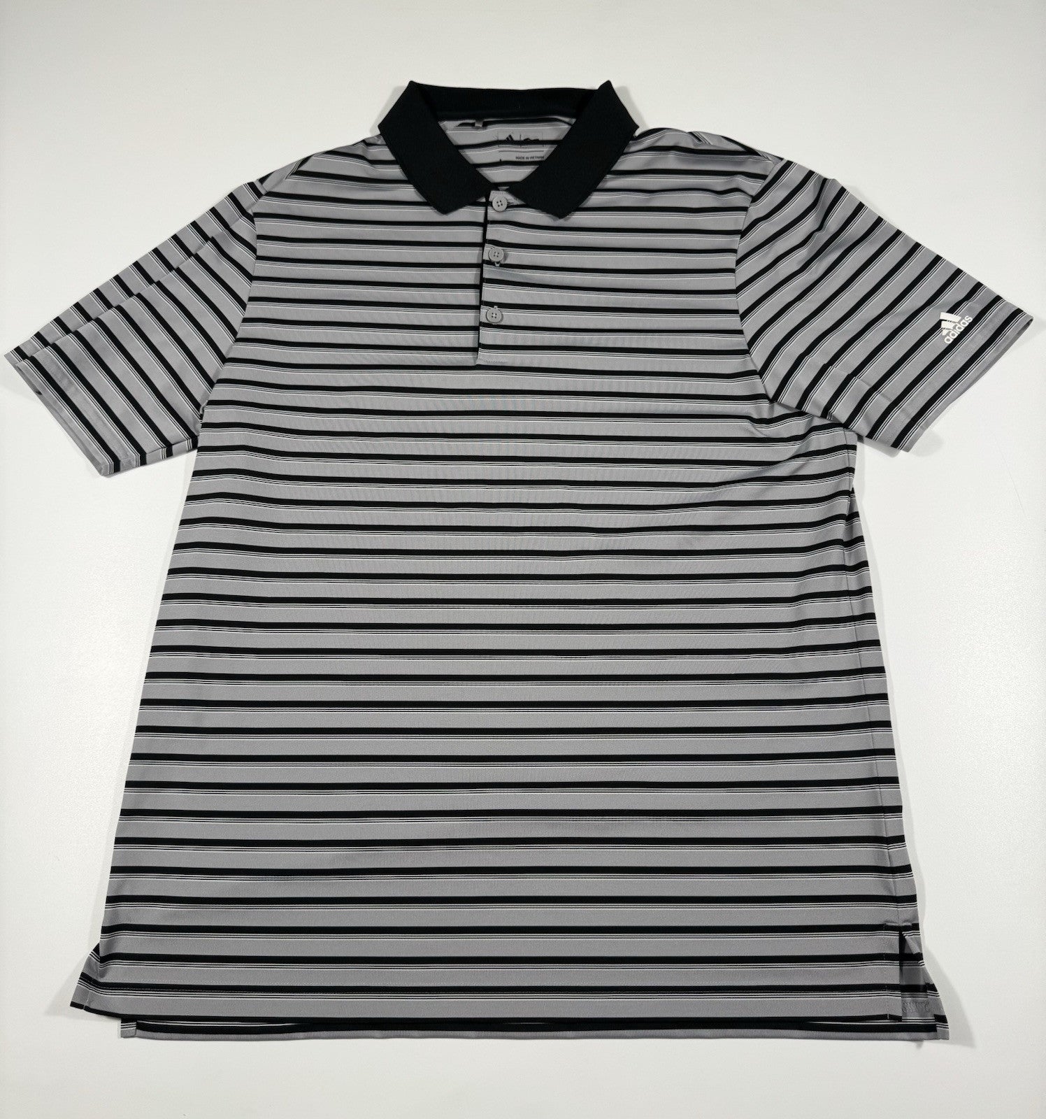 Adidas Mens Climacool Polo Shirt Size Large Grey Golf Striped Performance