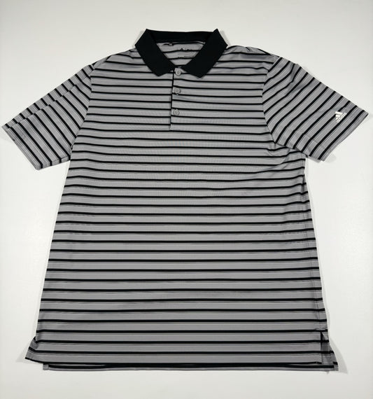 Adidas Mens Climacool Polo Shirt Size Large Grey Golf Striped Performance
