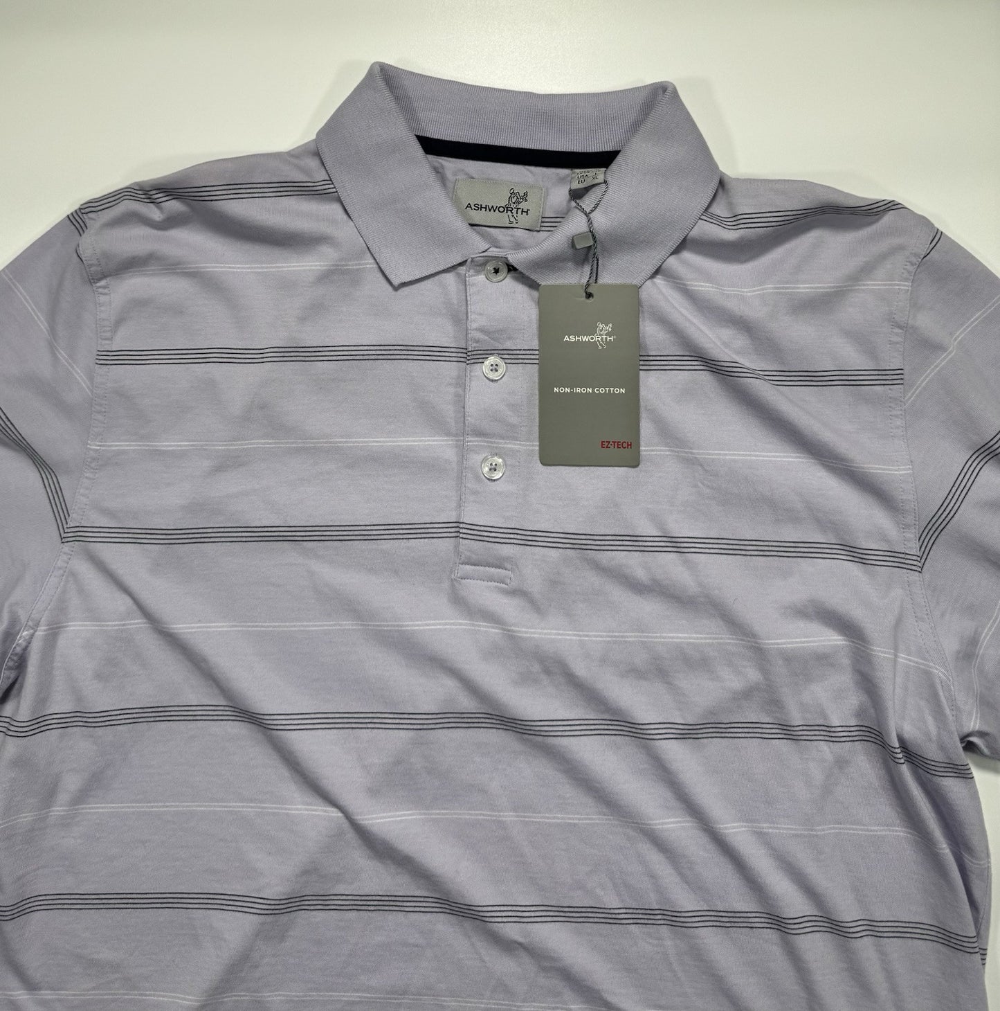 Ashworth mens Short Sleeve Golf Polo Size Large Eztech New Read Description