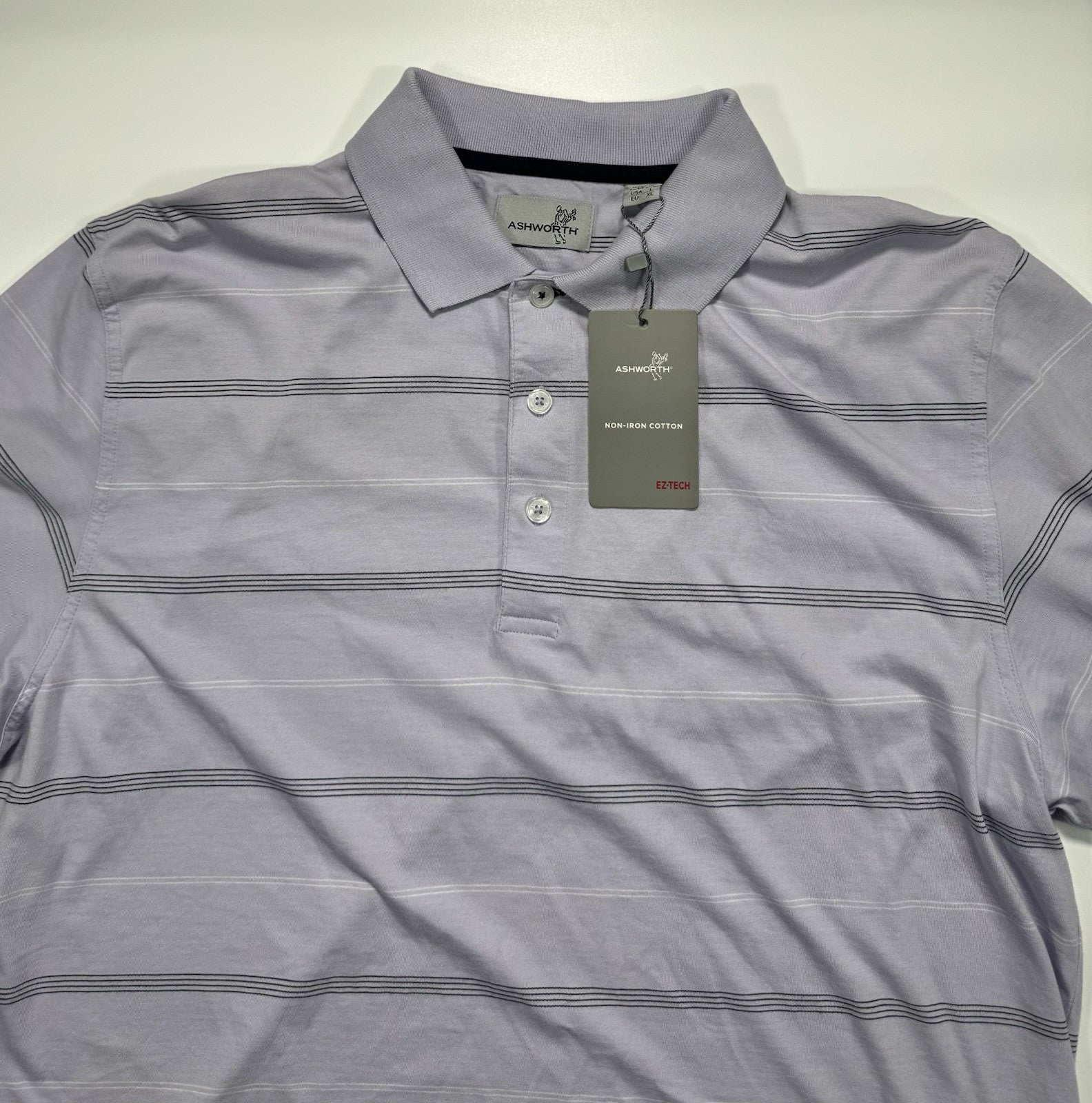 Ashworth mens Short Sleeve Golf Polo Size Large Eztech New Read Description