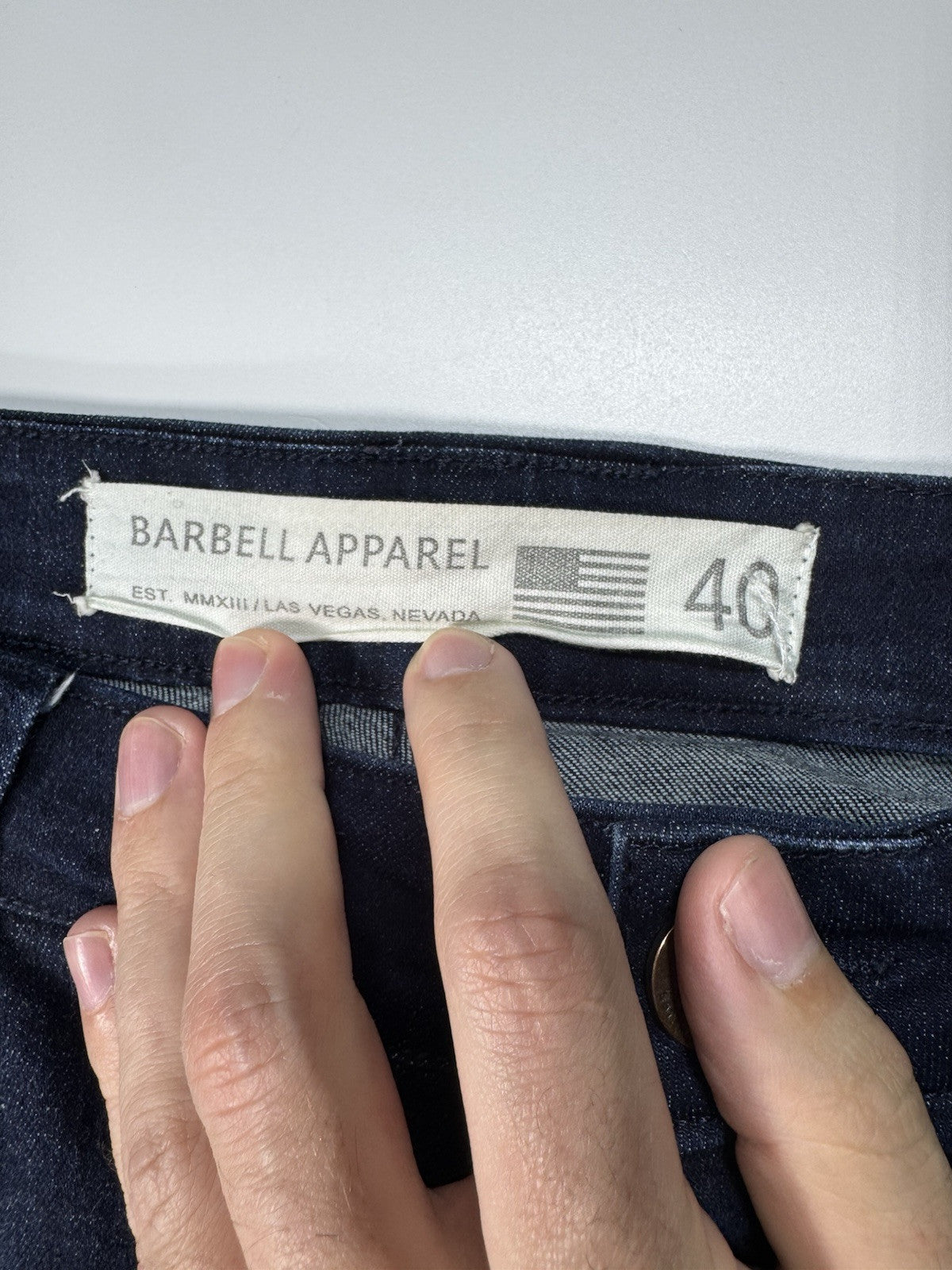 Barbell Apparel Jeans Mens 40x34 Blue Slim Athletic Fit Stretch Made In U.S.A