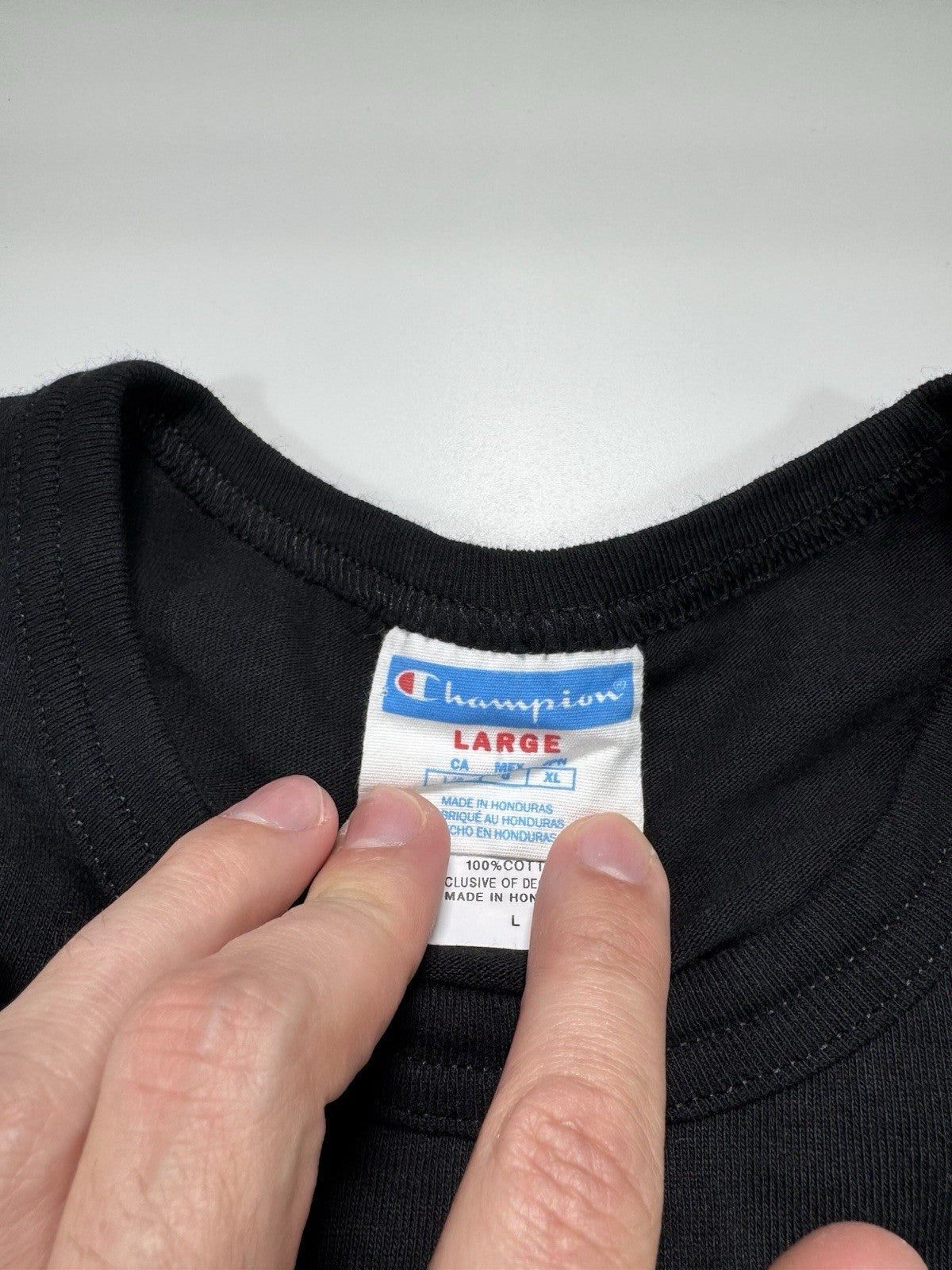 Champion T-Shirt mens Size Large Reverse Weave Black Vintage Read Description