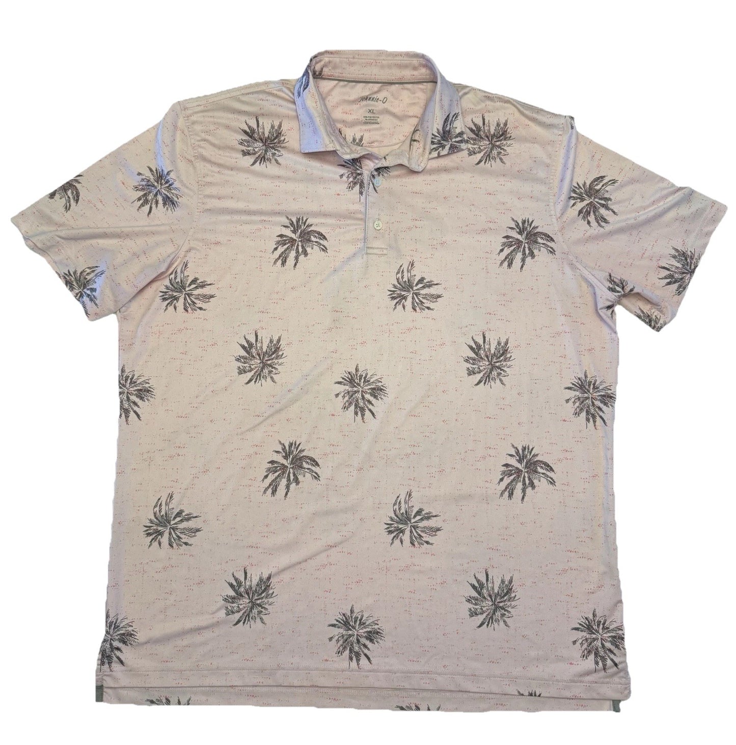 Johnnie-O mens XL Golf Performance Polo Pinks Sands With Palm Trees