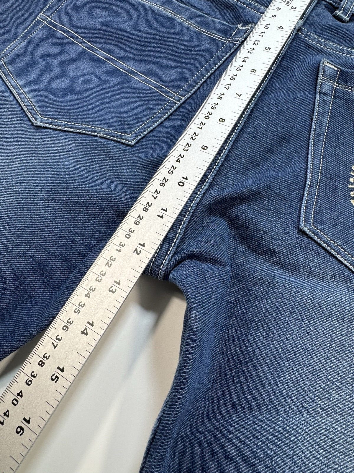 GANT Jeans Mens 32x28 Regular Straight Fit Blue Heavy Denim Embroidered Pocket