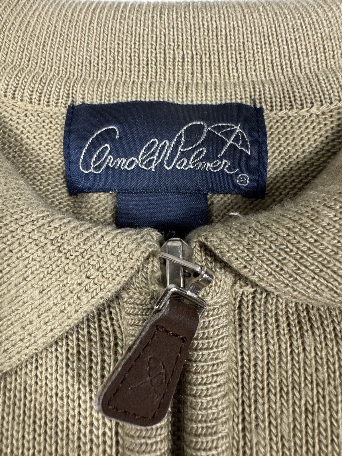 Arnold Palmer Sweater 1/4 Zip  Large Vintage Beige