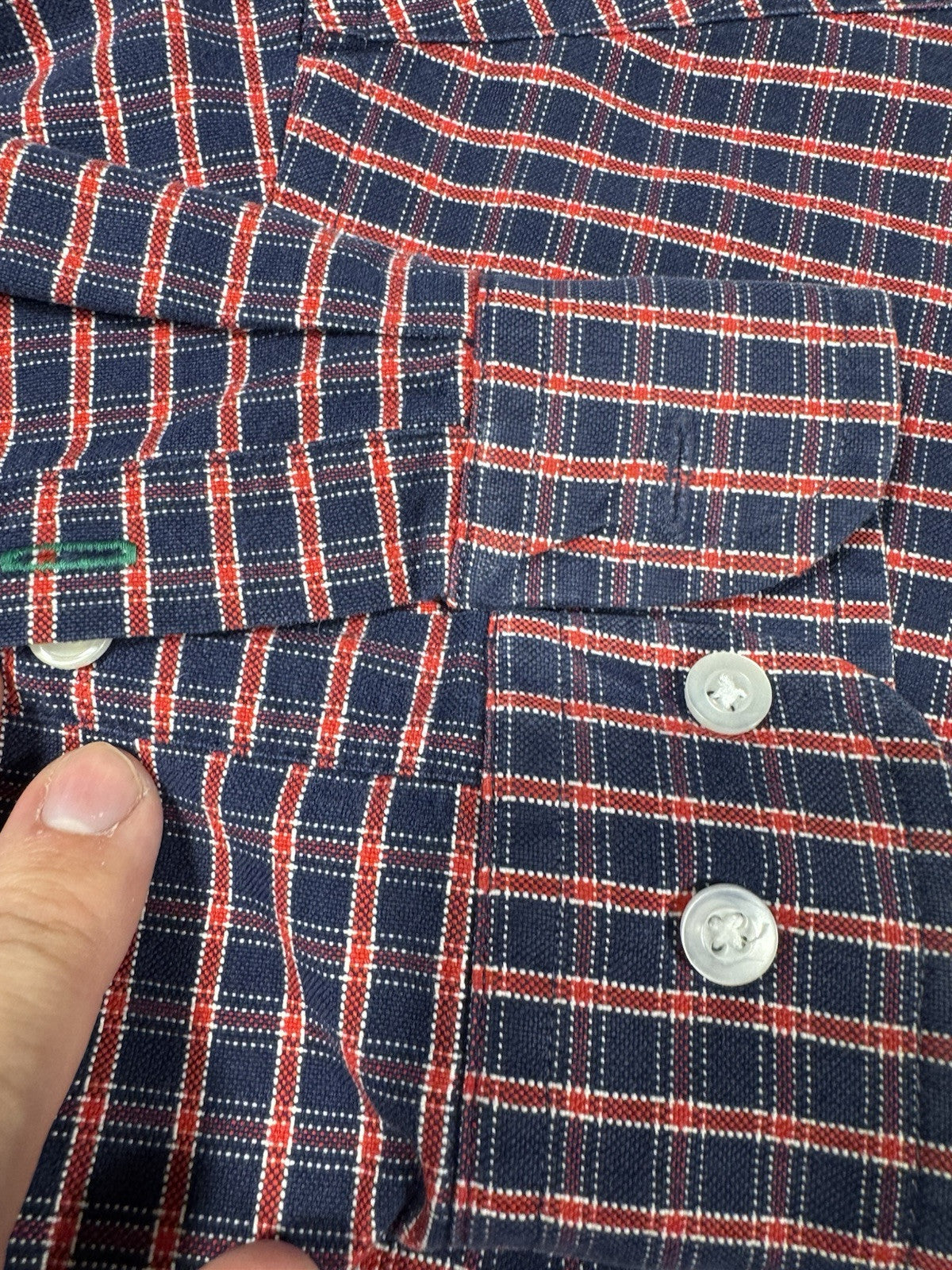 Tommy Hilfiger Shirt Mens Size L Blue Plaid 90s Vintage Tiger Crest New