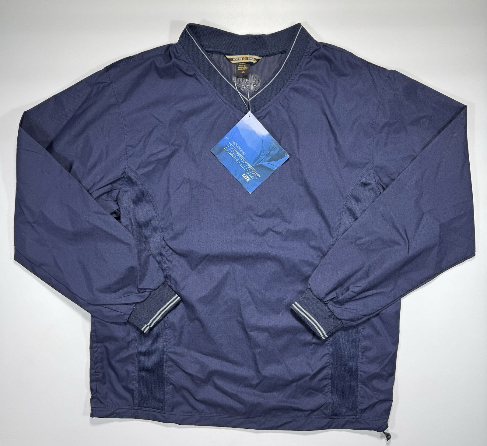 North End Men' Large Waterproof Blue Windbreaker Jacket Techno Lite NEW