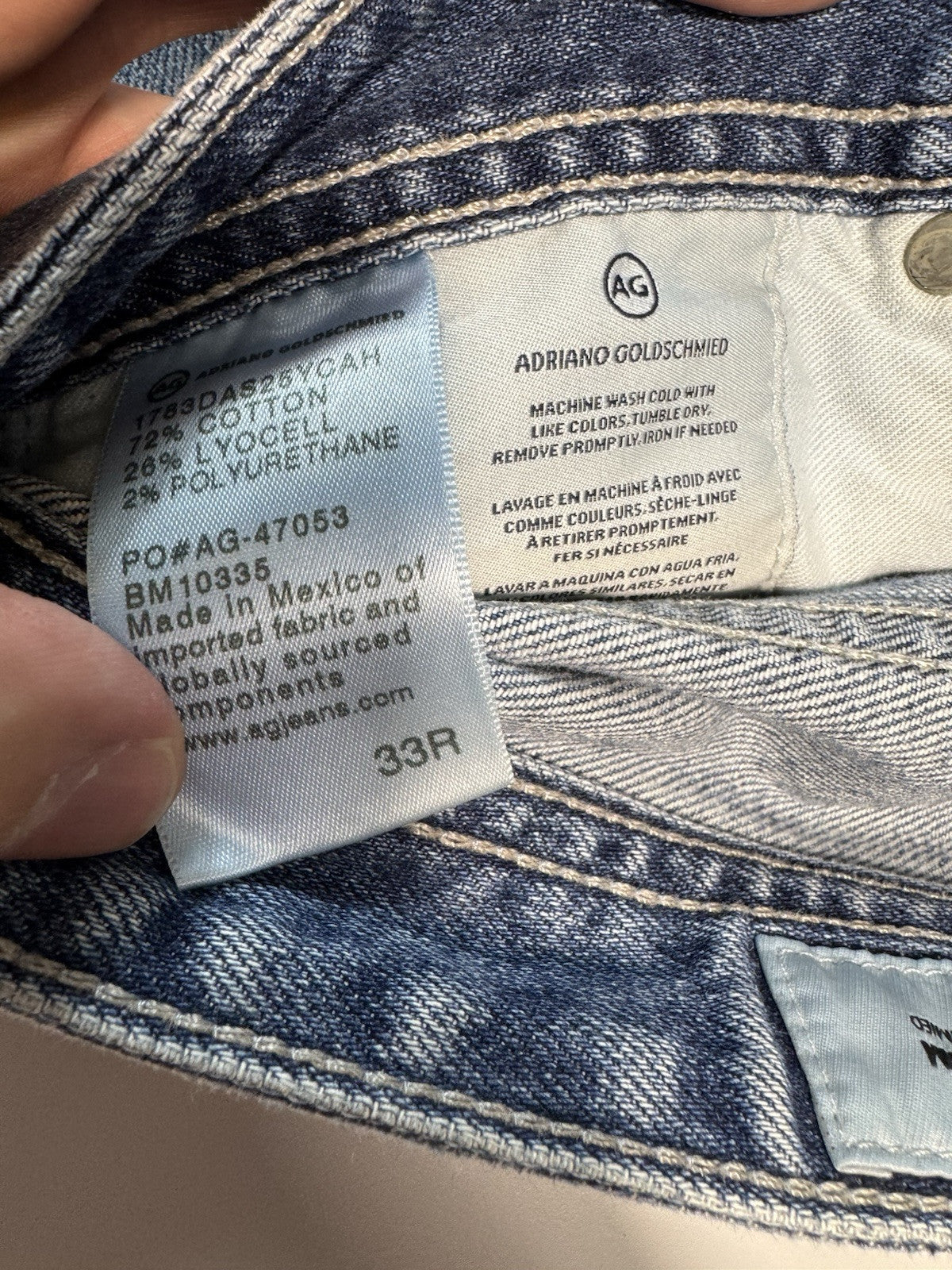 AG Jeans Light Blue Tellis Modern Slim Ag-ed Distressed Denim Jeans 33x32