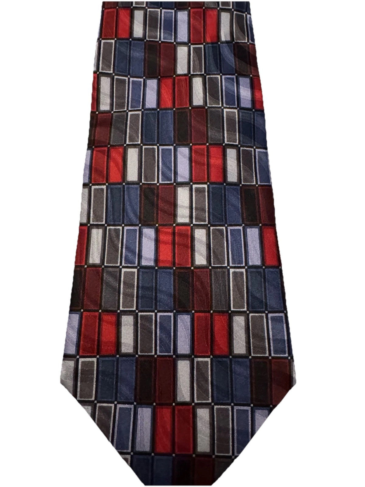 Van Heusen Geometric Square Necktie Length 57" 3.5" Wide 100% Silk