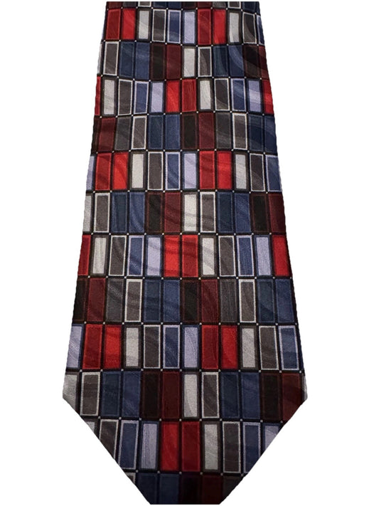 Van Heusen Geometric Square Necktie Length 57" 3.5" Wide 100% Silk
