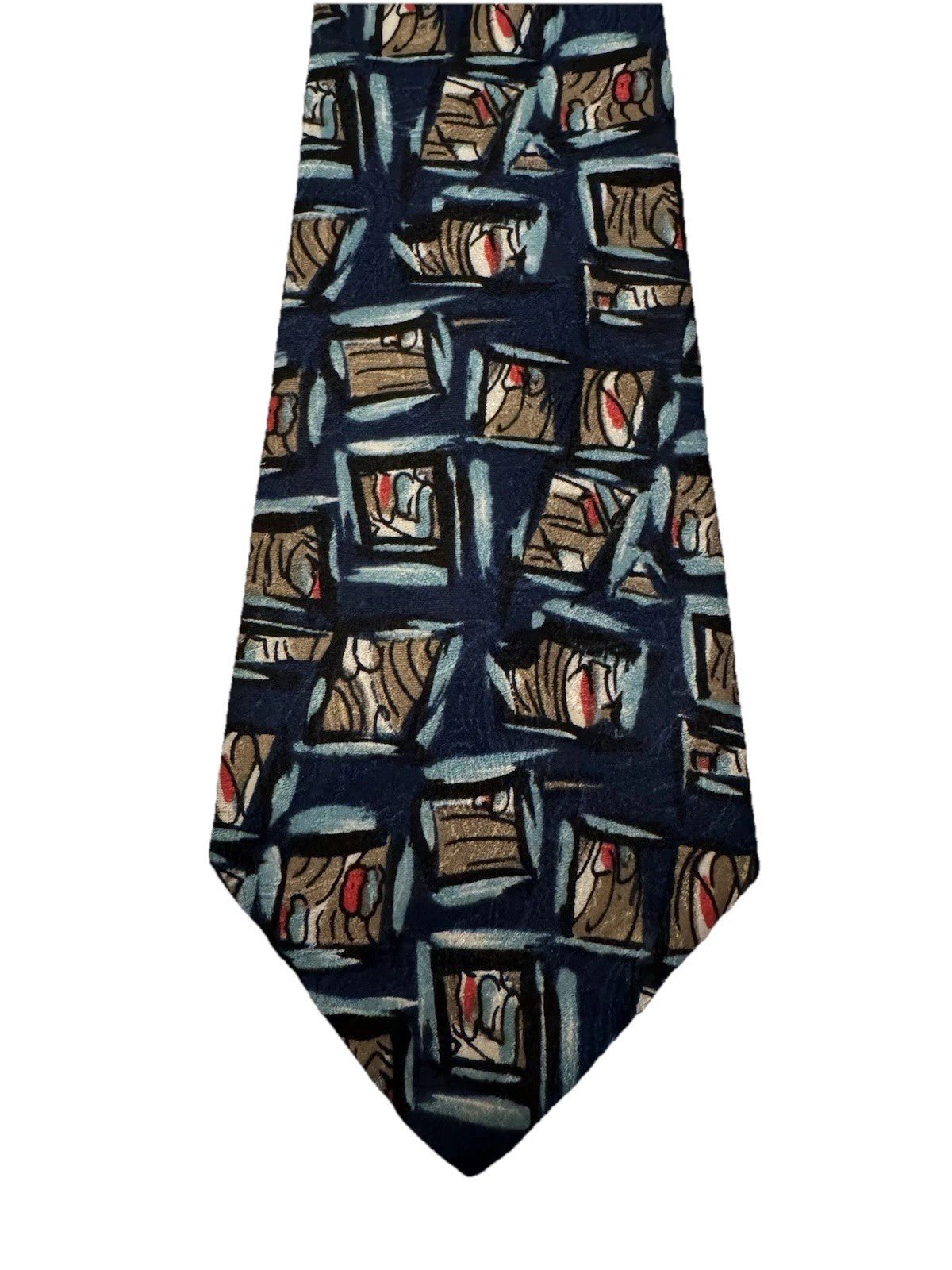 Vintage Johnny Carson Neck Tie Unique Print Made In USA