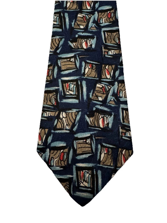 Vintage Johnny Carson Neck Tie Unique Print Made In USA