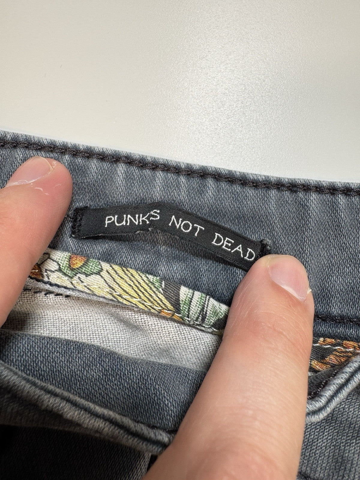 Ed Hardy Men’s 32x28 Gray Blue Skull Straight Leg Jeans Punk’s Not Dead