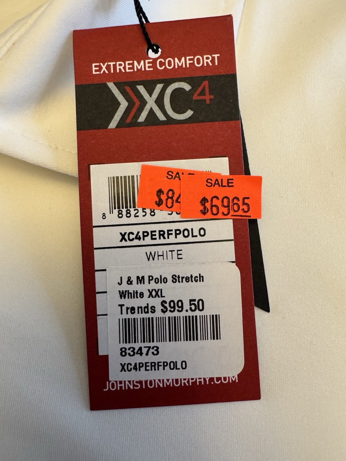 Johnston & Murphy Polo mens XXL Golf Performance White XC4 New