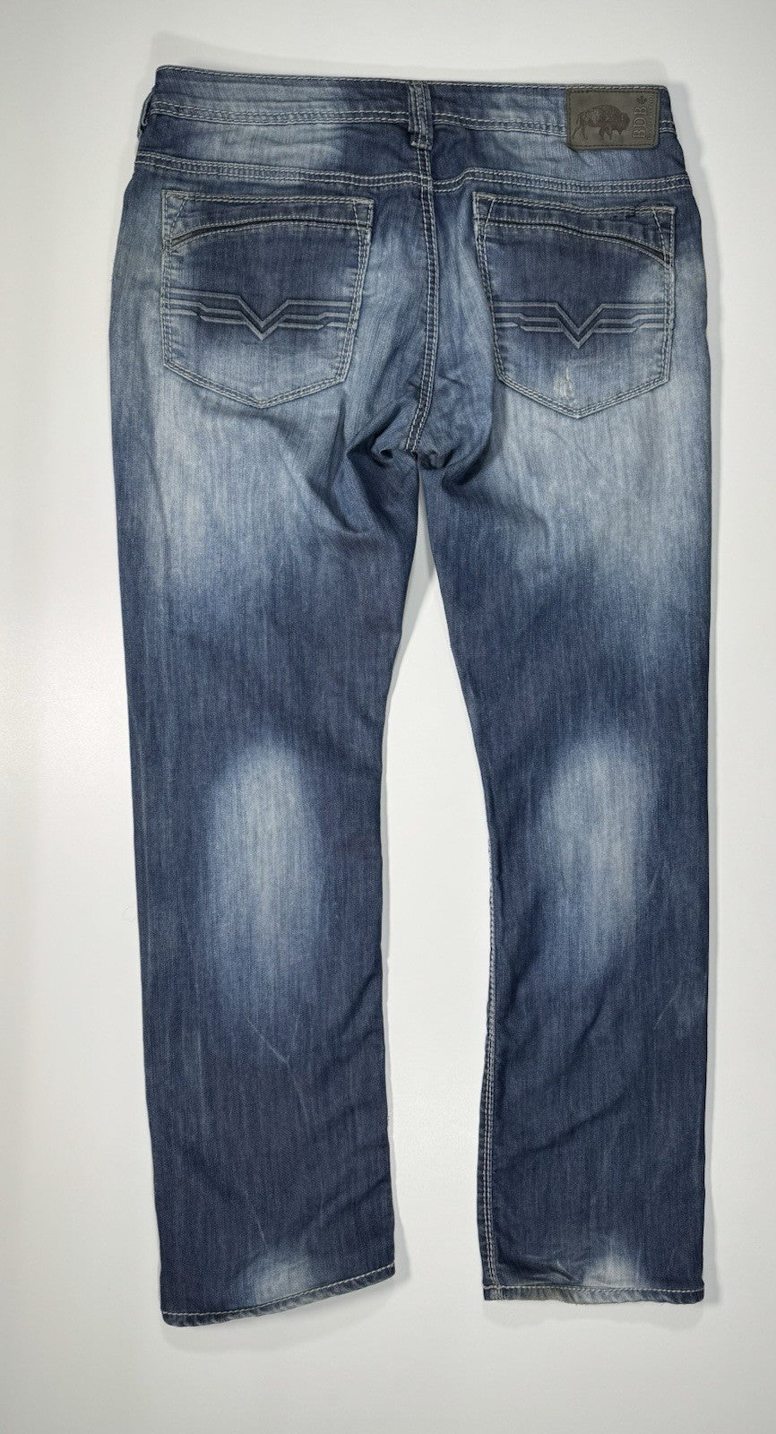 Buffalo David Bitton Evan X Straight mens Blue Jeans Size Distressed 33x34