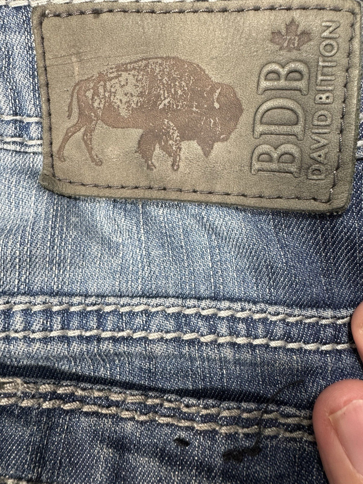 Buffalo David Bitton Evan X Straight mens Blue Jeans Size Distressed 33x34